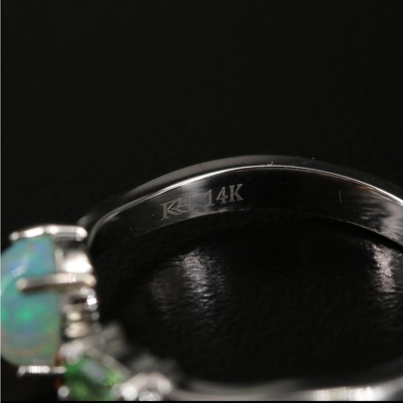 14K Opal and Chrome Diopside Open Ring | Size 7 - Picture 2 of 4